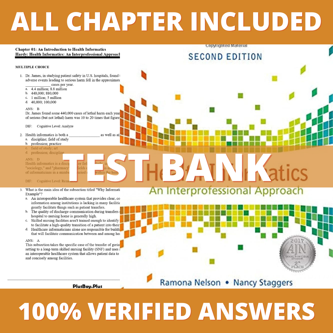 Test Bank for Health Informatics An Interprofessional Approach, 2nd Edition (Nelson, 2018)