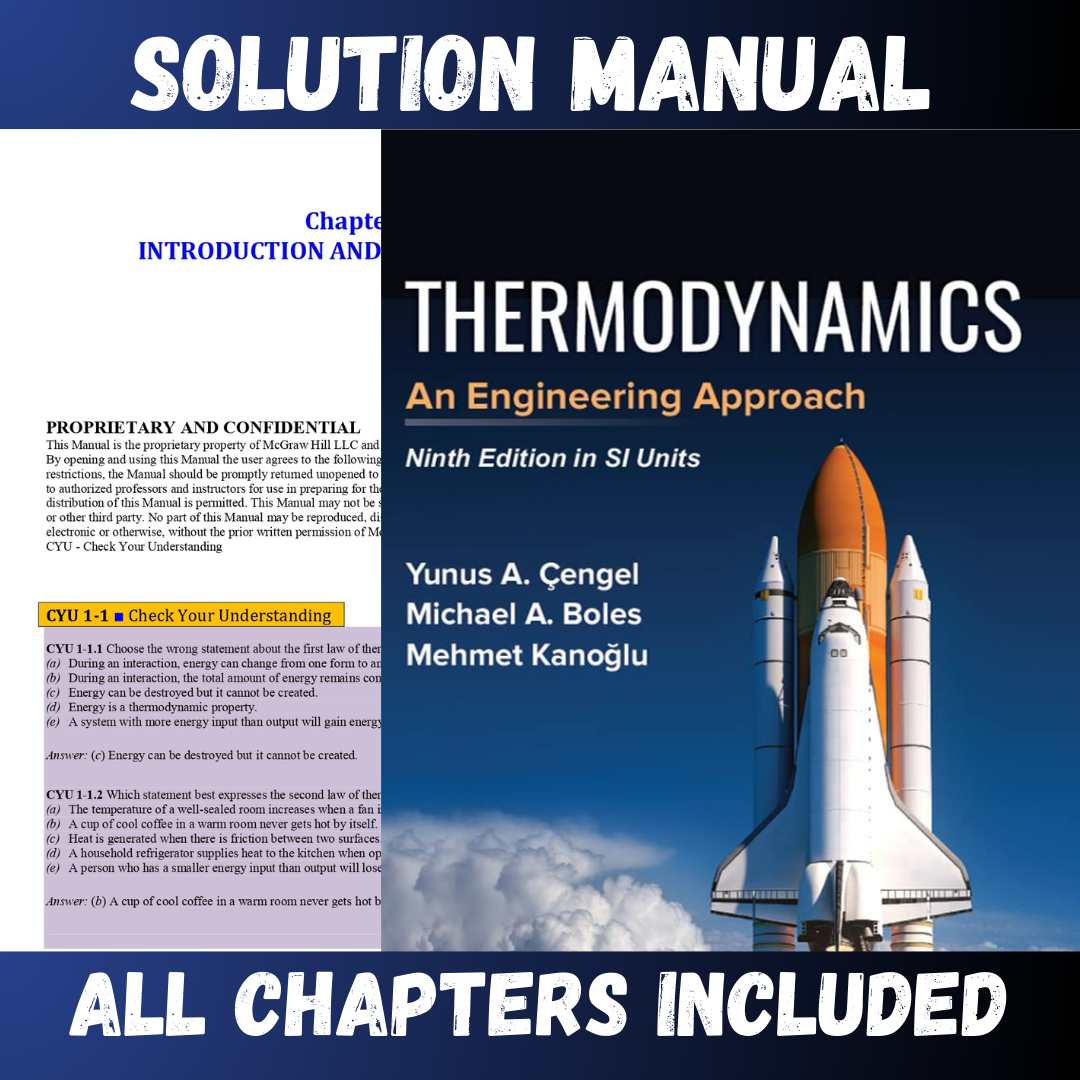 Solution Manual for Thermodynamics An Engineering Approach 10th Edition by Cengel