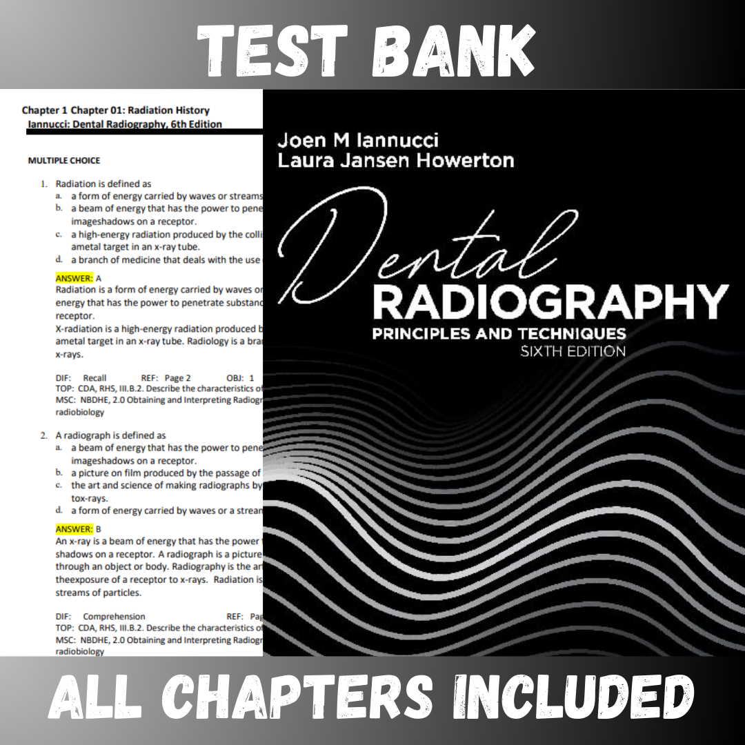 Test Bank for Dental Radiography: Principles and Techniques 6th Edition (Joen)  | All Chapters