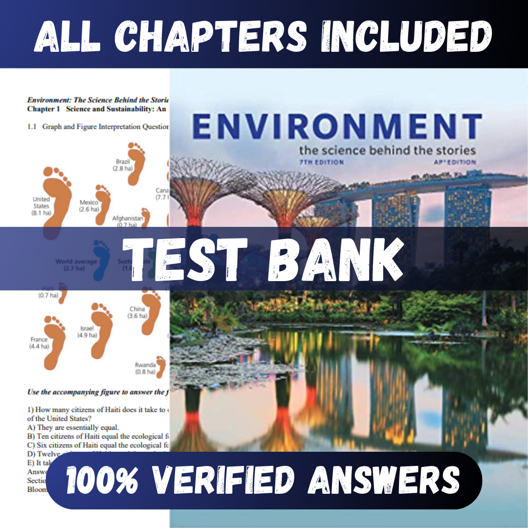 Test Bank Environment The Science Behind the Stories 7th edition (Withgott, 2019)