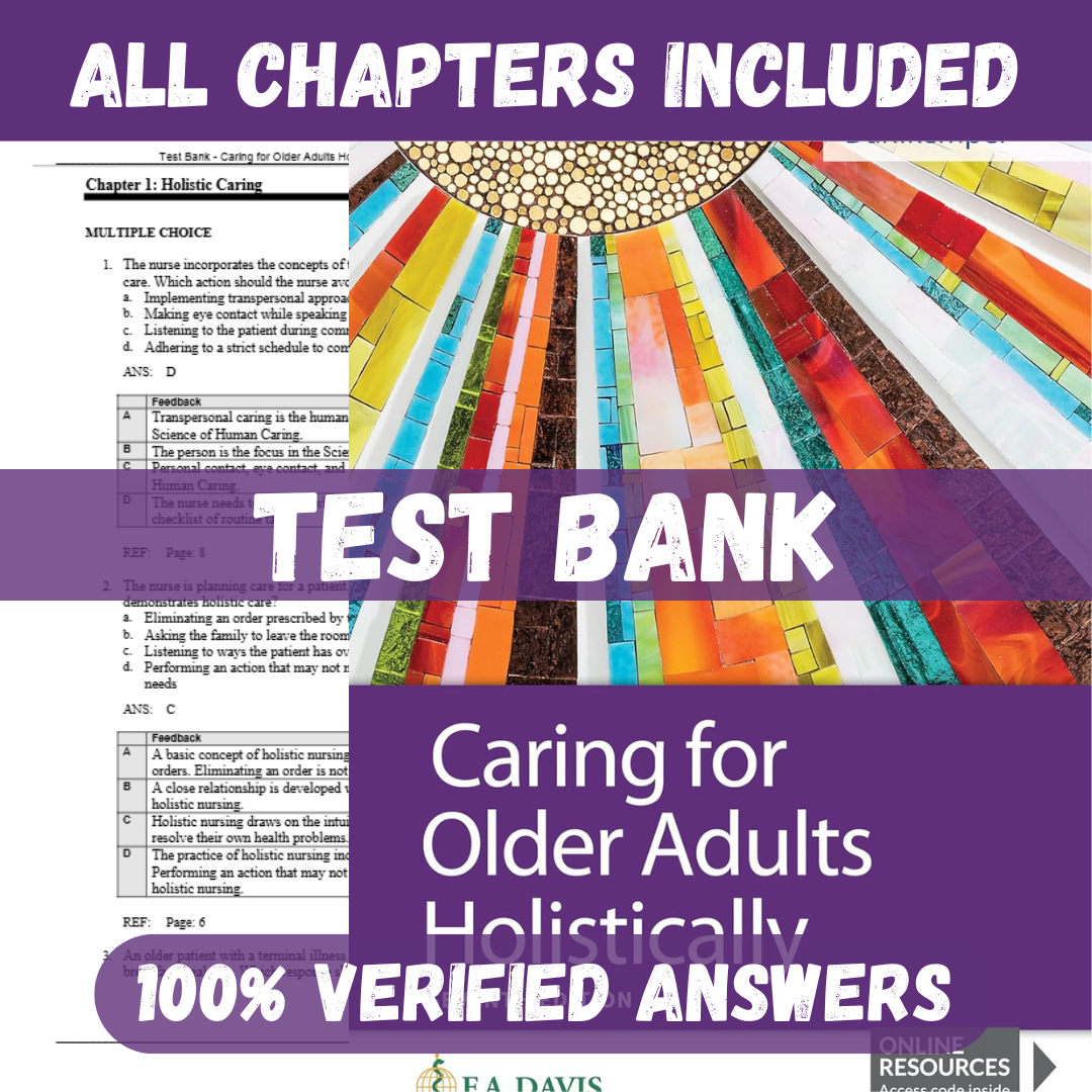 Test Bank for Caring for Older Adults Holistically, 7th Edition by Dahlkemper