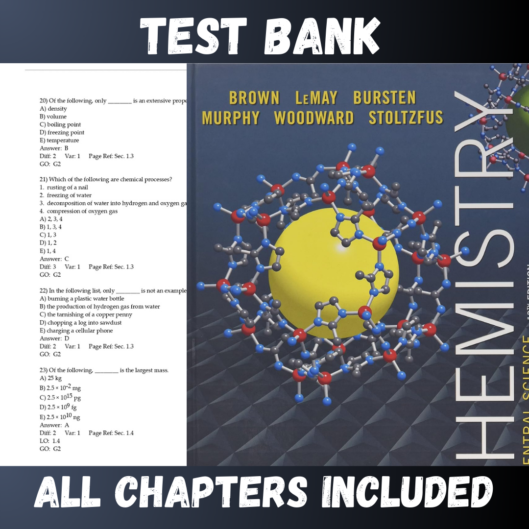 Test Bank - Chemistry The Central Science, 13th Edition by Brown