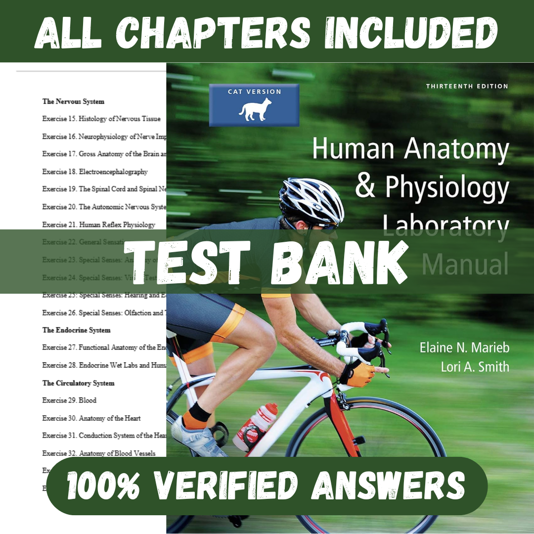 Test Bank for Human Anatomy and Physiology Laboratory Manual Cat Version 13th Edition by Marieb