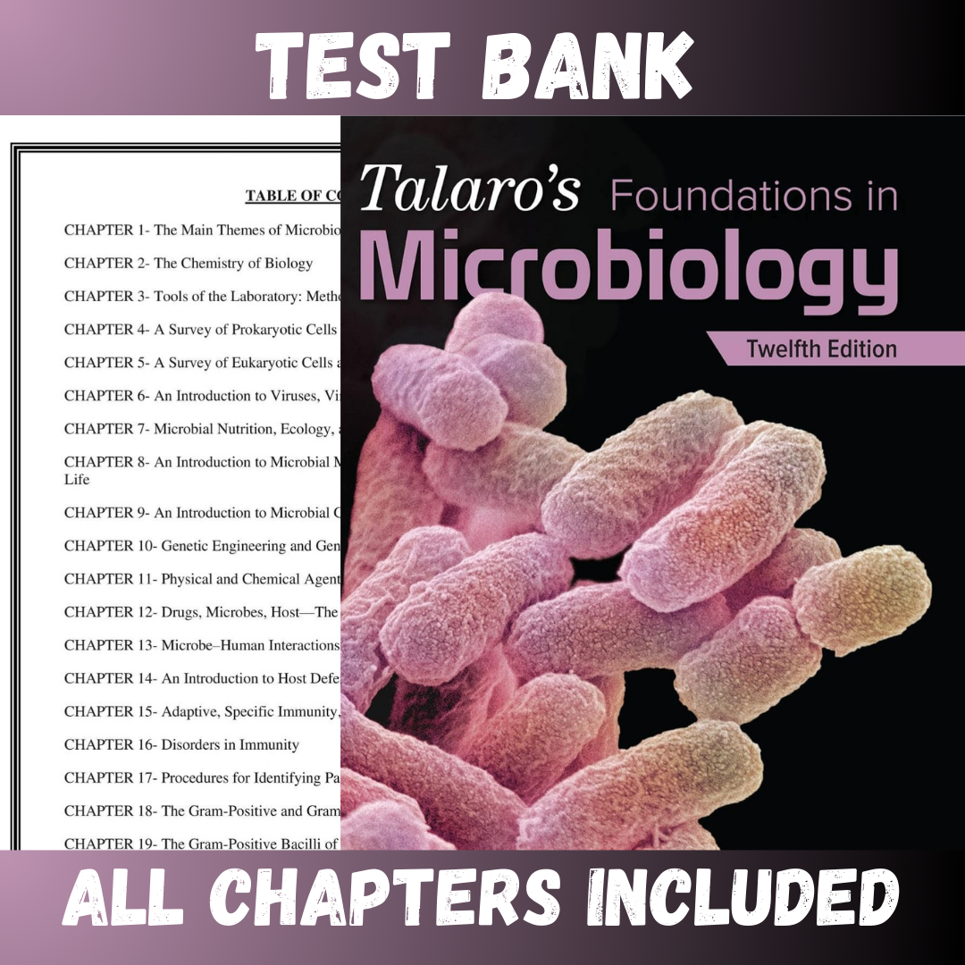 Test Bank - Talaro's Foundations in Microbiology 12th Edition by Chess
