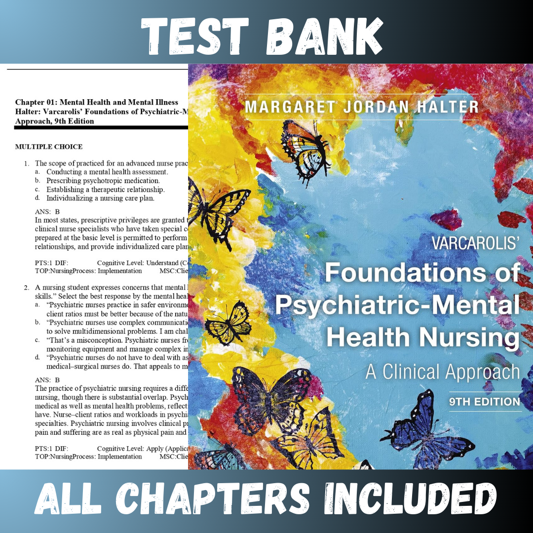 Test Bank for Varcarolis' Foundations of Psychiatric Mental Health Nursing 9th Edition (Halter, 2022)