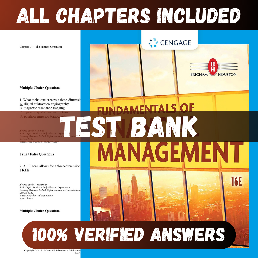 Test Bank Fundamentals of Financial Management 16th Edition (Brigham, 2021)
